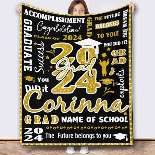 Picture Blanket High School Graduation College Graduation Gifts for Him/Her Class of 2024 Gifts Custom Picture Blanket Junior H Blanket Personalized Photo Blanket 50x60inch - Image 2