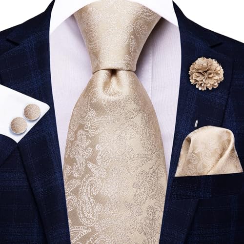 Hi-Tie Lot 5 Pcs Gift Box Mens Tie Set Necktie with Pocket Square Cufflinks Silk Neck Tie Collection - Image 3