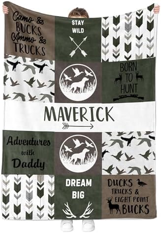 MDPrints Custom Hunting Baby Blankets for Boys, Customized Baby Boy Gifts with Name, Personalized Baby Blanket, Newborn Gift - Image 2
