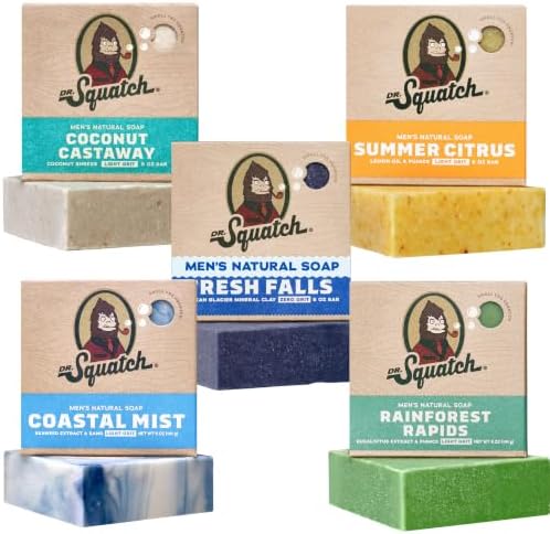 Dr. Squatch Natural Men’s Bar Soap, Body Soap Bar (5oz, 5-Pack) by DrSquatch