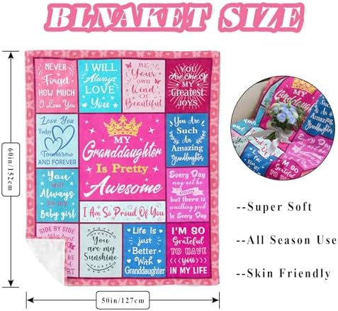 Granddaughter Gifts from Grandma, Blanket for Granddaughter 60"x50" - Image 6
