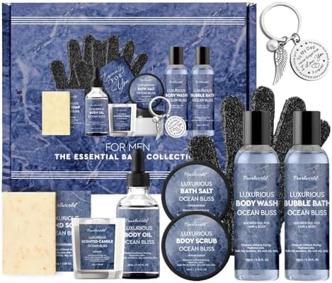 Birthday Gifts Baskets for Men Bath Spa Set, Ocean-Scented, 12Pcs by PEARLWORLD