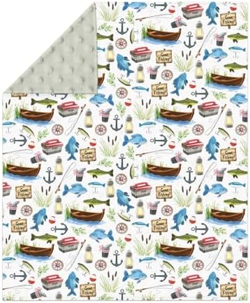 Gone Fishing Baby Blankets for Girl Boy Fishing Lover Gift Soft Mink Dotted Backing Double Layer Swaddle Blanket Camping Adventure Vacation Outdoor Bed Throws for Newborn Toddler Nursery 30x40 - Image 2