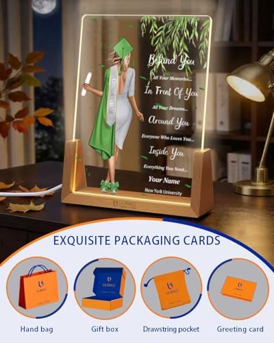 Personalized Name Graduation Gifts Custom Night Light LED Table Lamp Portrait Creator for Her 2026 University High School Keepsake(Girl E) - Image 4