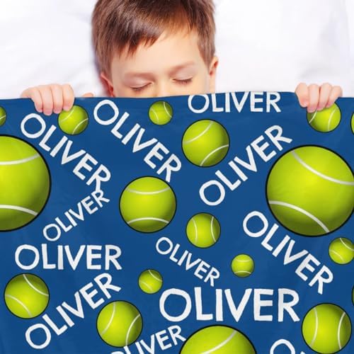 Personalized Baby Blankets for Girls Boys, Custom Baby Blanket with Name Swaddle Toddler Fleece Blanket Personalized Gift Tennis Text - Image 4