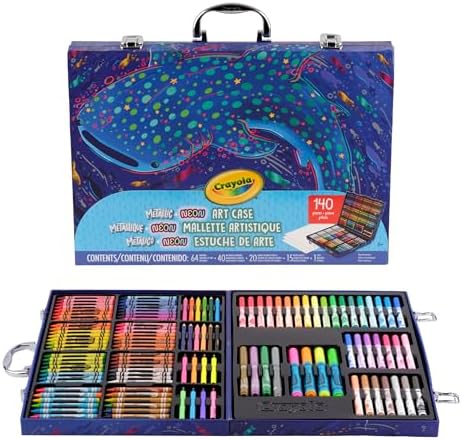 Crayola Art Kit with Neon & Metallic Art Supplies, Includes Crayons, Markers & Colored Pencils, Craft Activity, Gift for Kids, Ages 5, 6, 7, 8 by Crayola