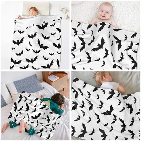 Halloween Bat Throw Blanket Super Soft Warm Bed Blankets for Couch Bedroom Sofa Office Car, All Season Cozy Flannel Fuzzy Blanket for Girls Boys Adults, 30"X40" - Image 3