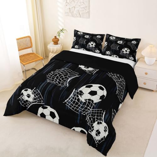 Erosebridal Soccer Kids Comforter Set | Football Themed Bedding Full Size Soccer Ball Down Comforter Sports Duvet Set for Bedroom - Image 2