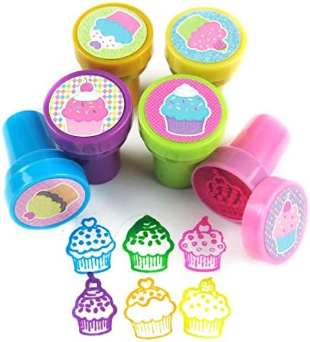 Tiny Mills 24 Pcs Cupcakes Stampers for Kids Party Favor Bag Stuffers Baking Party Cupcake Party Pinata Fillers Classroom Rewards