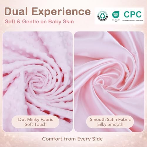 Pro Goleem Loveys for Babies Bunny Security Blanket Baby Girl Gifts Newborn Soft Pink Lovie for Infant and Toddler Snuggle Toy Stuffed Animal, Pink 16 Inch - Image 6