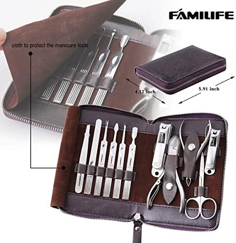 FAMILIFE Stainless Steel Manicure Set 11-in-1 Professional Nail Clipper Kit - Image 3
