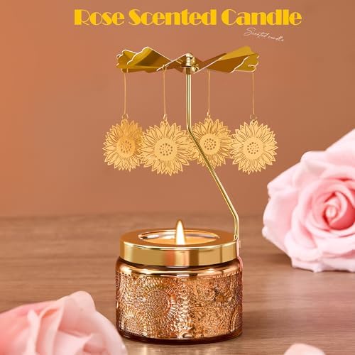 Curimama Rose Sunflower Rotating Scented Candle Gift for Women Mom - Image 3