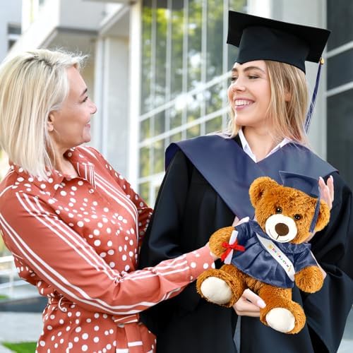 Foilswirl Graduation Bear 2026 with Gown Cap Tassel 14” Navy Blue Graduation Stuffed Animal Plush Bear Toy for Class of 2026 Prek Preschool Kindergarten High School College Graduate Gift - Image 5