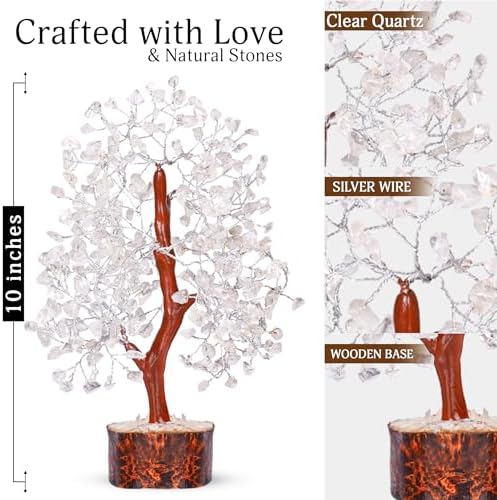 YATSKIA Clear Quartz Crystal Tree | Healing Gemstone Tree | Good Luck Gifts | Crystal Money Tree | Gifts for Women | Birthday Gifts for Women | 10 Inch 300 Beads - Image 2