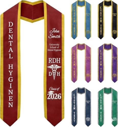 Personalized Graduation Stole 2026 - Custom Graduation Sash for College University High School - Custom Name, Major, School Logo & Nursing/Medical Caduceus, Double Sided Satin Scarf by KINDLYTOYS