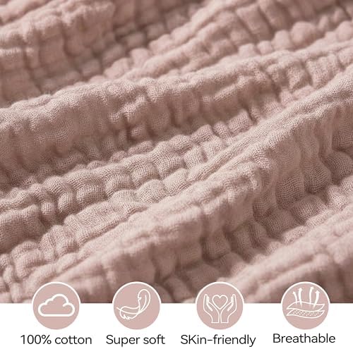 Muslin Bassinet Sheet Compatible with Halo BassiNest Swivel Sleeper - 100% Cotton Hourglass & Peanut Shape Mattress Pad Cover (30"x18"), Breathable & Soft, Boho (1 Pack Pink) - Image 4