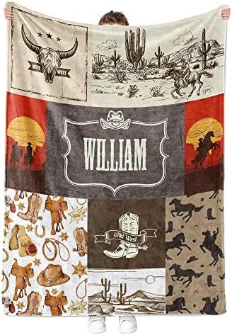 MDPrints Custom Baby Blankets for Boys, Customized Baby Boy Gifts with Name, Personalized Baby Blankets, Soft Plush Fleece (Cowboy HA06A) - Image 2
