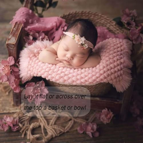 Zeroest Newborn Baby Photography Props Basket Filler Blanket (Pink) - Image 6