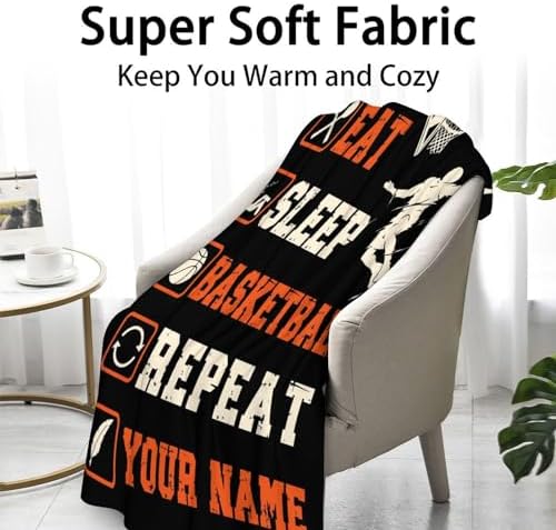 Mercuryelf Custom Basketball Throw Blanket - Soft, Fuzzy & Warm - 30x40 Inches Small Blankets for Lap, Crib - Black Sports Funny Throws Gift for Basketball Lovers - Image 2