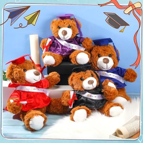 Foilswirl Graduation Bear 2026 with Gown Cap Tassel 14” Navy Blue Graduation Stuffed Animal Plush Bear Toy for Class of 2026 Prek Preschool Kindergarten High School College Graduate Gift - Image 3