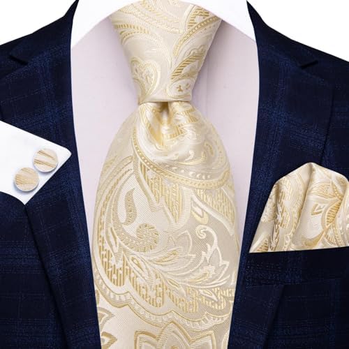 Hi-Tie Lot 5 Pcs Gift Box Mens Tie Set Necktie with Pocket Square Cufflinks Silk Neck Tie Collection - Image 4