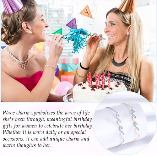 Wave Bracelet Gifts for Women, Silver Gold Waves of Life Bracelet Christmas Birthday Gift for Friend Daughter Mom Granddaughter Niece Bestie BFF Sister - Image 3