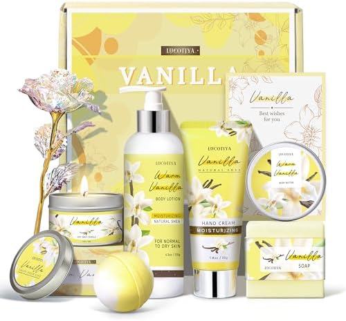 Gifts for Women, Vanilla Spa Gift for Self Care Bath and Body Gifts Set by LUCOTIYA