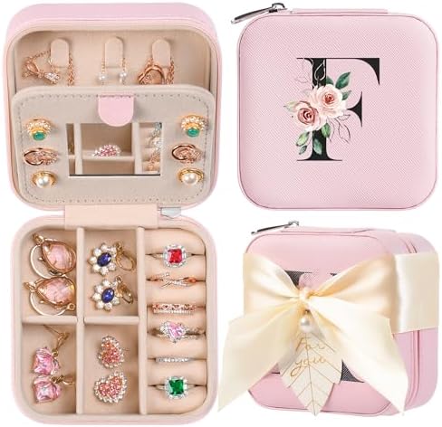 AYGXU Travel Jewelry Box for Women and Girls - Small Case With Initial A-Z - Teacher Gifts by AYGXU