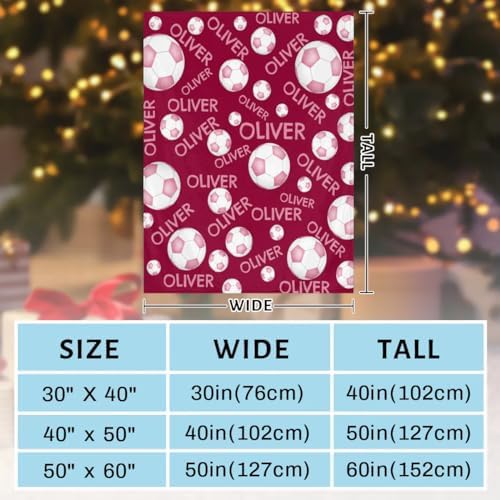 Personalized Baby Blankets for Girls Boys, Custom Baby Blanket with Name Swaddle Toddler Fleece Blanket Personalized Gift Pink Soccer Red - Image 3