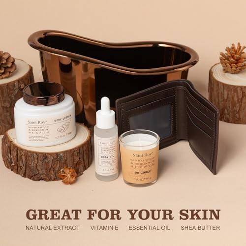 Bath Gifts for Men Dad Birthday Gifts Spa Kit Cedar & Bergamot Mens Gift - Image 3
