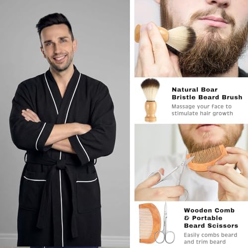 Shyyween 10 Pcs Birthday Gifts Baskets for Men Beard Care Set,Brown - Image 2
