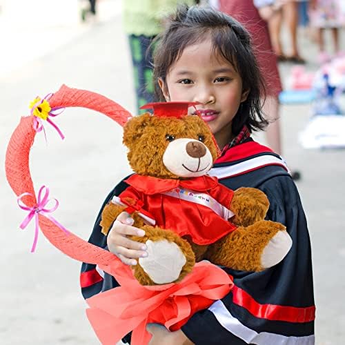 Foilswirl Graduation Bear 2026 with Gown Cap Tassel 14” Red Graduation Stuffed Animal Plush Bear Toy for Class of 2026 Prek Preschool Kindergarten High School College Graduate Gift - Image 5
