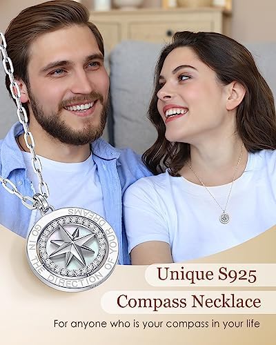 Compass Birthstone Pendant Necklace for Women, S925 Sterling Silver Jewelry - Image 2
