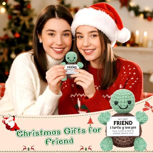 4THFARMES Mini Funny Turtle Best Friend Friendship Gifts for Women Men, Birthday Gifts for Friends Female Male Girls, I Love You Small Cute Stuff Things, Handmade Emotional Positive Crochet Turtle - Image 6