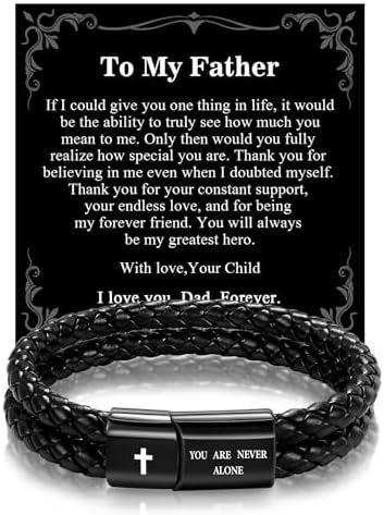 Christian Bracelet for Men, Bible Verse Leather Cross Gift for Men by Timekeeper-UnlockYourTreasureofTime