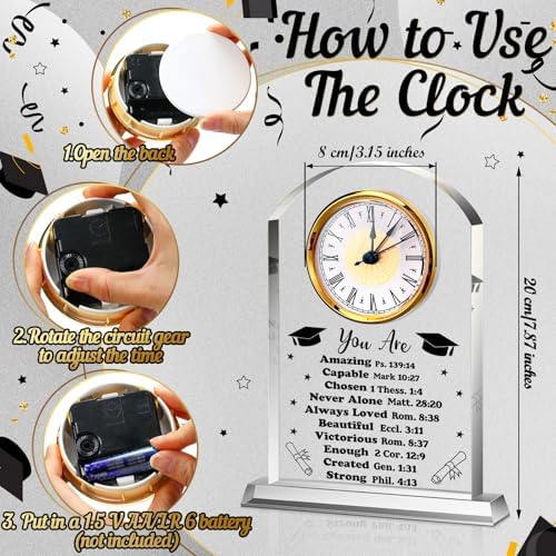 Landical Graduation Gift for Him Her Acrylic Clock Sign Bible for Men Women - Image 2