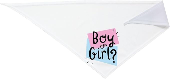He Or She What Will It Be? Gender Reveal/Baby Announcement Dog Bandana,Pet Neckerchief for Pets Daily Wear Photo Prop Party Supplies (White -1)