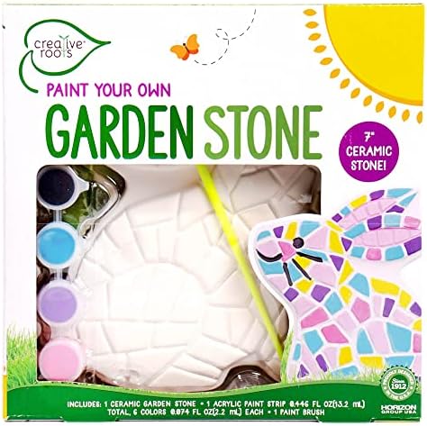 Creative Roots Paint Your Own Bunny Garden Stone, Craft Kits, Stepping Stones Kit for Kids, Ceramics to Paint, Ages 6+ by CreativeRoots
