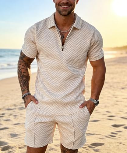 BIRW Men‘s Track Suits 2 Piece Summer Short Sets Outfits Fashion Polo Shirt Casual Short Sleeve and Shorts set - Image 2