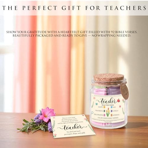 Bible Verse Jar for Teacher – 92 Color-Coded Bible Verse, Teacher Appreciation Gifts, Christian Gifts For Teachers - Image 4