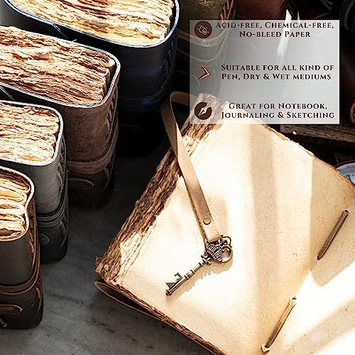 LEATHER VILLAGE Vintage Journal Key Lock, Distressed Brown 10x7. - Image 4