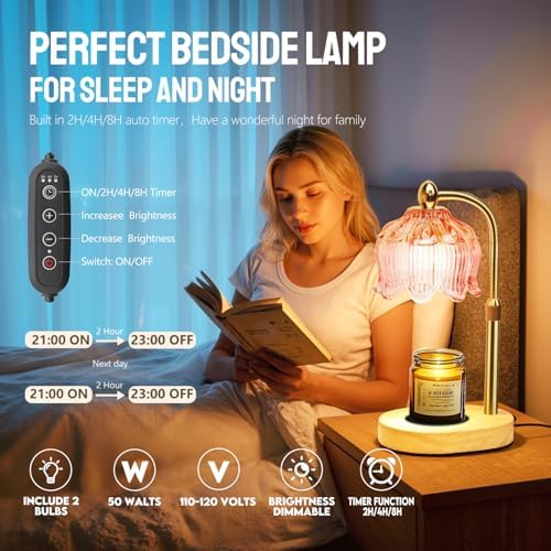 GEEZO Fragrance Candle Warmer Lamp，Electric Candle Warmer with Timer & Dimmer，Mom Christmas Birthday Gifts for Women, House Warming Gifts New Home Bedroom Decor - Image 4
