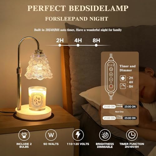 GEEZO Fragrance Candle Warmer Lamp，Electric Candle Warmer with Timer & Dimmer，Mom Christmas Birthday Gifts for Women, House Warming Gifts New Home Bedroom Decor - Image 4