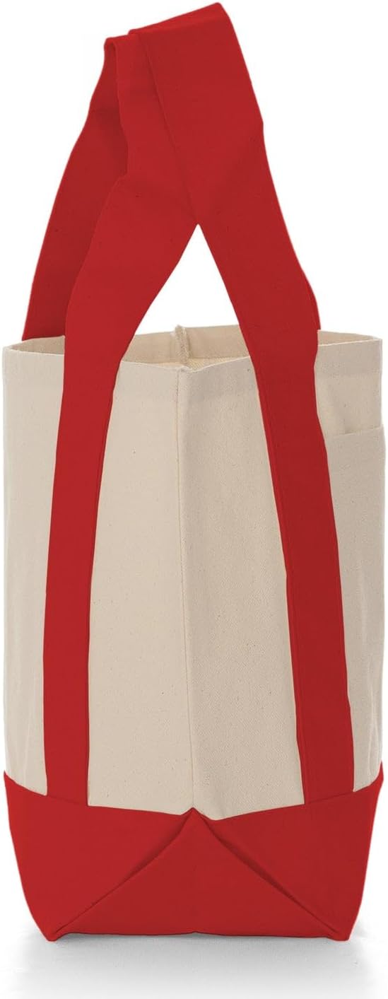 TBF 12 Pack Mini Iconic Canvas Shopping Bags with Gusset – Reusable Eco-Friendly Tote Bags with Handles