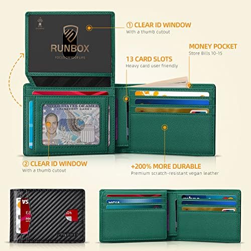 RUNBOX Wallet for Men -Slim Rfid Leather Mens Bifold Novelty Wallets 2 ID Window With Gift Box Men's Accessories - Image 2