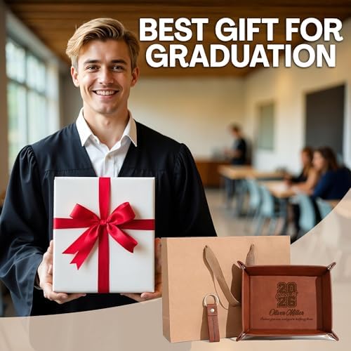 Personalized PU Leather Valet Tray Class of 2026 Graduation Gift with Engraved Name for Men, Boyfriend, Custom Graduation Tray Leather Dresser Organizer for Him & Her, Engraved Catchall Gift - Image 5