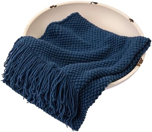 Newborn Photography Blanket Knit Posing Prop for Baskets (Navy Blue) by NewbornPhotographyProps