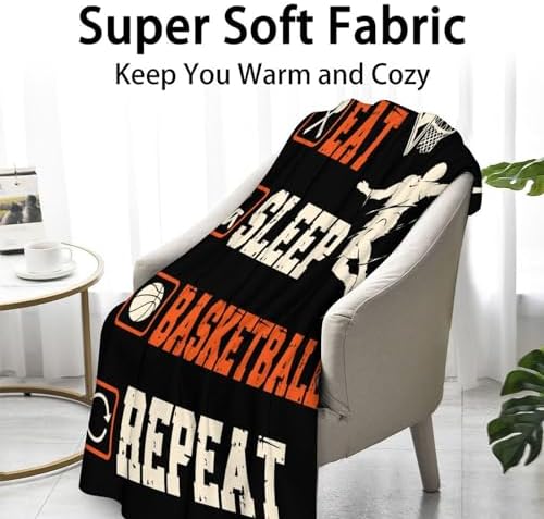 Mercuryelf Basketball Throw Blanket - Soft, Fuzzy & Warm - 40x50 Inches Flannel Blankets for Travel, Office - Black Sports Funny Throws Gift for Boys, Girls - Image 2