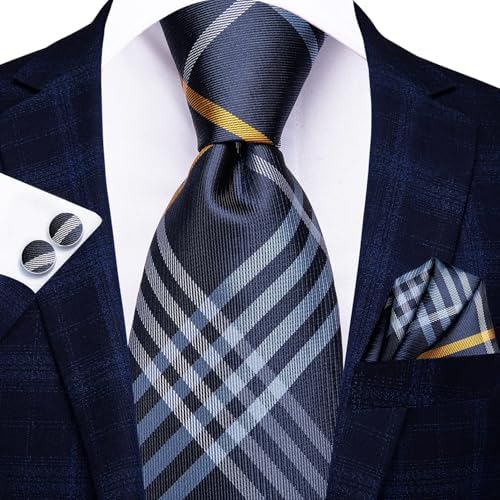 Hi-Tie Lot 5 Pcs Gift Box Mens Tie Set Necktie with Pocket Square Cufflinks Silk Neck Tie Collection - Image 4