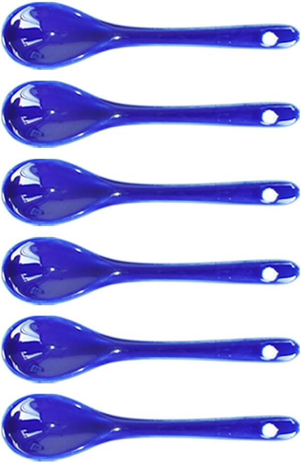 Blue 6 pcs Porcelain Egg Spoons Ceramic Spoons 4.7 inch Coffee Dessert Yogurt Tea Milky Tea